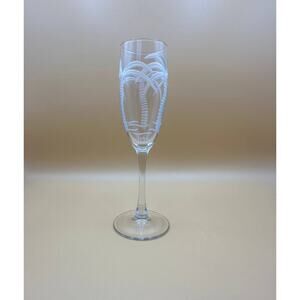 Palm Tree Champagne glass by Rolf, Etched Glass